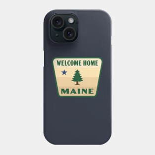 Welcome Home Maine Retro Pine Tree Badge (Tan) Phone Case