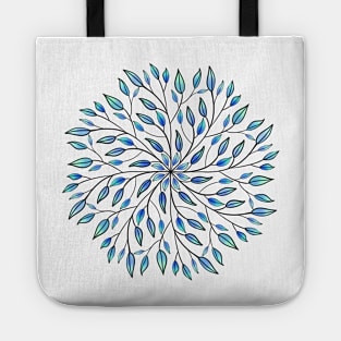 Blue Leaves Mandala Tote