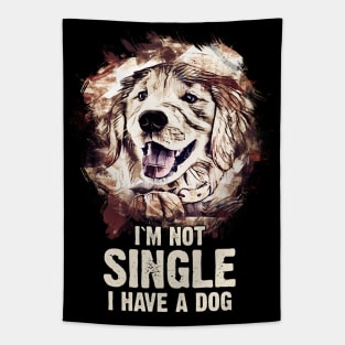 ✿ I`m NOT Single, I have a DOG ✿ Epic Funny Dog Lover Phrase Tapestry