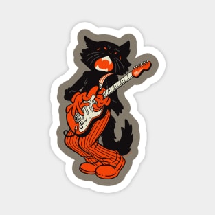 Vintage Halloween Black Cat Shredding On Electric Guitar Magnet