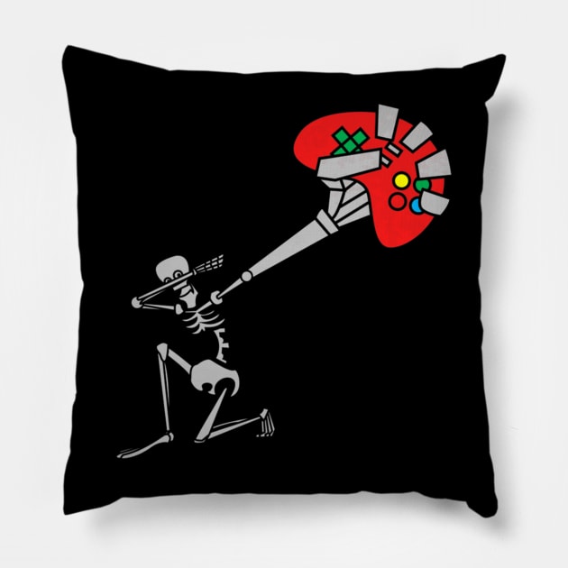 Gaming Skull Dab Floral Skeleton Pillow by SkullGrungeSHOP