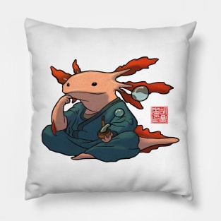 cute axolotl philosopher Pillow