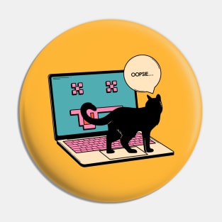 404 Error Laptop Black Cat in yellow Pin