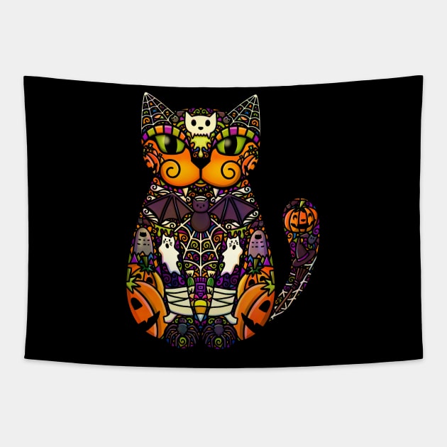 Halloween Cat Tapestry by Doodlecats 