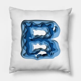 Letter B deep water papercut design Pillow