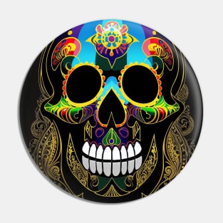 Skull colorful mandala art number 44 Pin