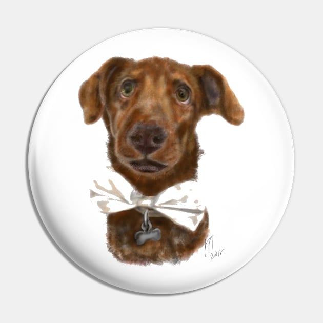 Pooch with a bow tie Pin by LITDigitalArt