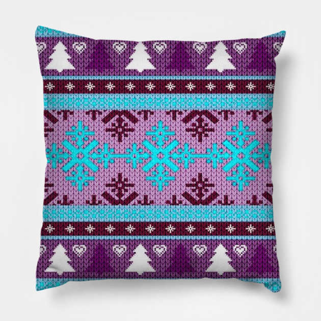 Christmas Sweater Knitted Pattern Pillow by Wicca Fairy