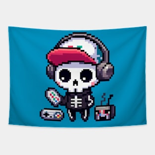 Hip Hop Skeleton Pixel Tapestry