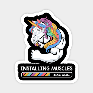 Unicorn Installing Muscles Rainbow Dadacorn Fathers DayTank Top175 magic Magnet