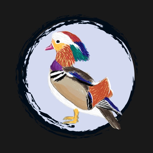 Nice Artwork showing a swimming Mandarin Duck IV by JDHegemann