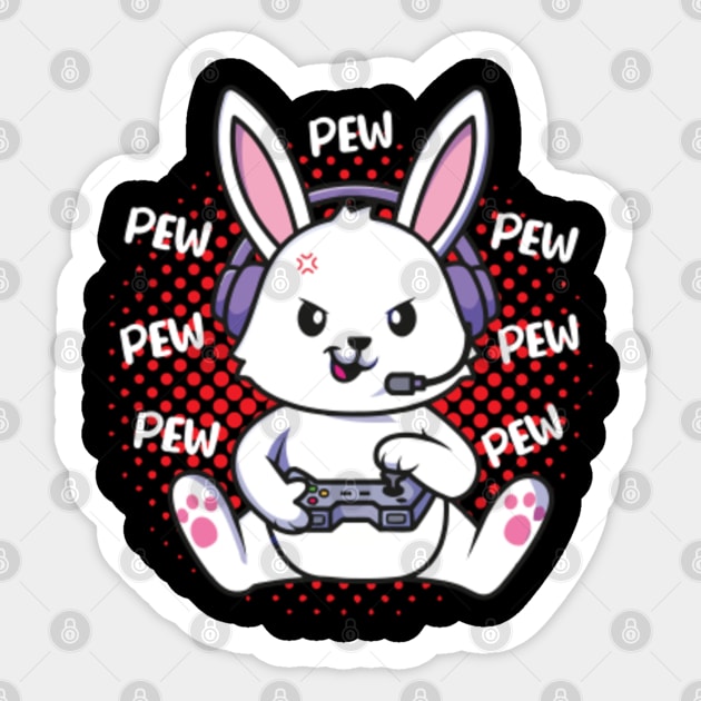 Gamer Bunny Sticker 3 Kawaii Gaming Laptop Sticker 
