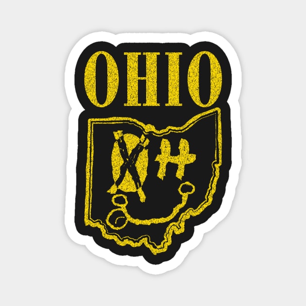 Ohio Grunge Smiling Face Black Background Magnet by pelagio