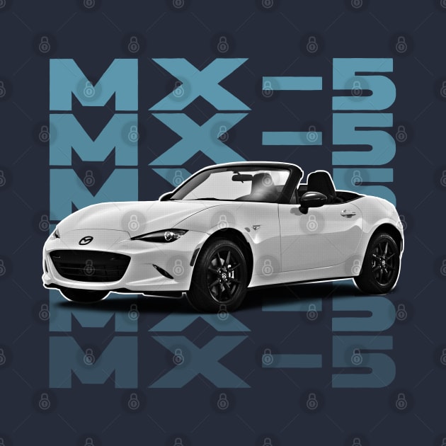 Mazda MX-5 (White) / Retro Style Design by DankFutura