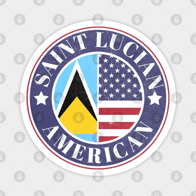 Proud Saint Lucian-American Badge - Saint Lucia Flag Magnet by Yesteeyear