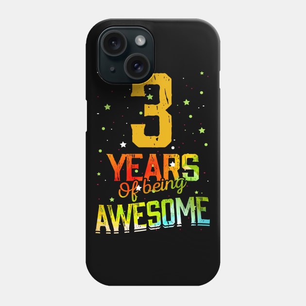 3th Anniversary Gift Vintage Retro 03 Years Of Being Awesome Gifts Funny 3 Years Birthday Girl Boys Kids Phone Case by nzbworld