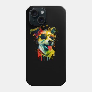 Colourful cool Jack Russell Terrier dog with sunglasses two Phone Case