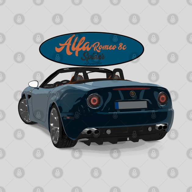 ALFA ROMEO 8C SPIDER Blue Back by PjesusArt