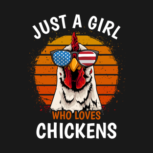 Just a Girl who Loves Chickens Youth Chicken Design for Girl T-Shirt