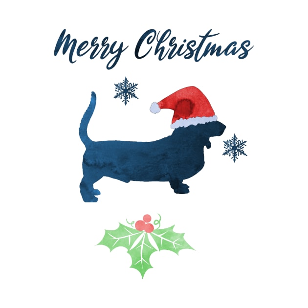 Christmas Dog Art - Basset Hound by TheJollyMarten