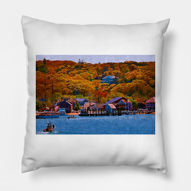 New England Fall Coastline Pillow by KirtTisdale