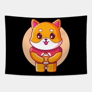 Shiba Inu Rugby American Football Tapestry