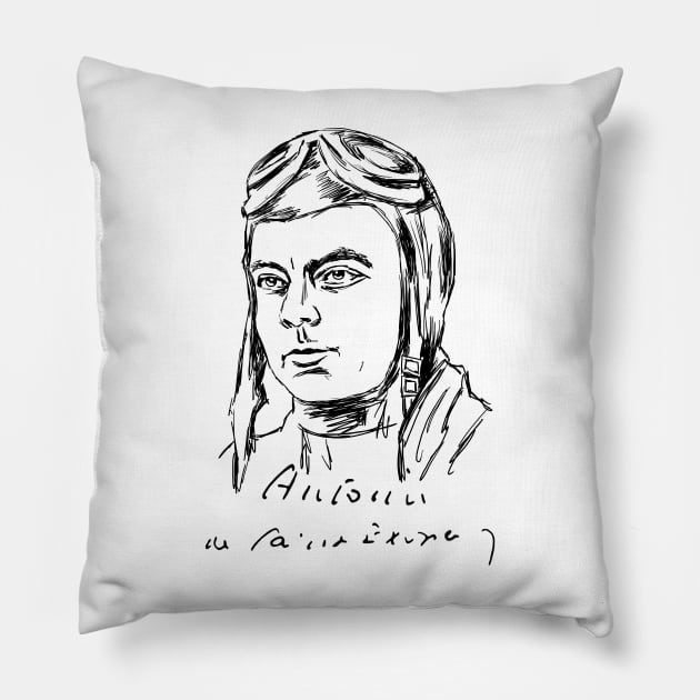 Antoine de Saint-Exupery Pillow by ThunderEarring