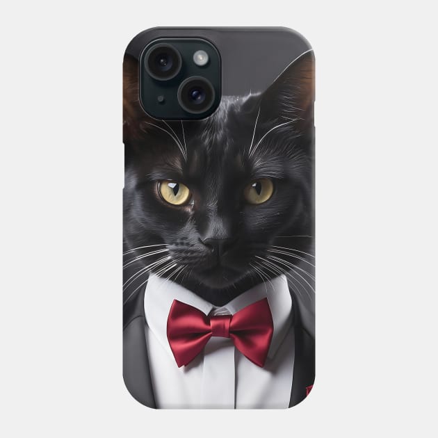 Valentine cat in tuxedo AI generated Phone Case by Khala