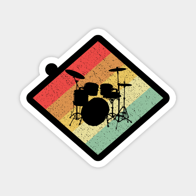 Retro Vintage 80s Drumming Gift For Drummers & Percussionists Magnet by OceanRadar