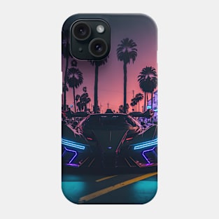 Dark Neon Sports Car in Beach Neon City Phone Case