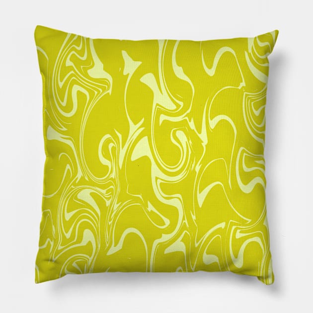 Marble Swirl Texture - Dark and Bright Yellow Tones Pillow by DesignWood Atelier