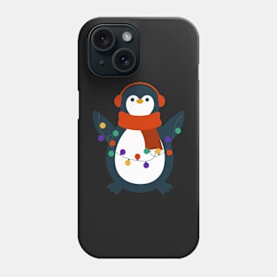 Christmas penguin with garland Phone Case