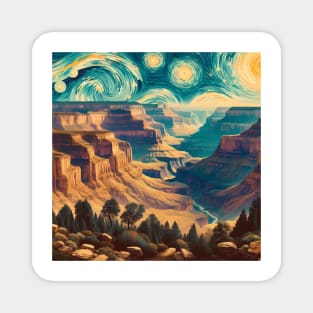 Grand Canyon National Park, USA, in the style of Vincent van Gogh's Starry Night Magnet