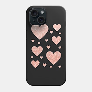 Light Rose Gold Faux Glitter Hearts Phone Case