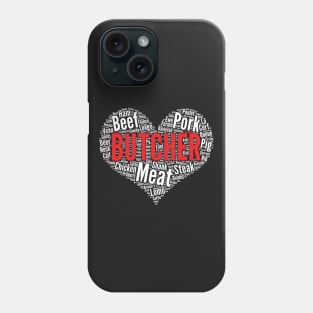 Butcher Heart Shape Word Cloud Design Meat Lover print Phone Case