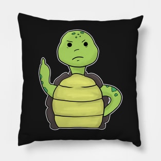 Grumpy Turtle Holding Middle finger funny gift Pillow