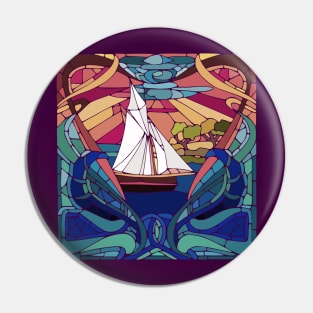 Stain Glass Sailboat Design Pin