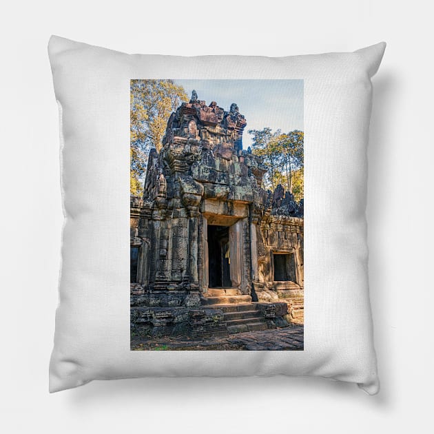 Gopura Near Phimeanakas Temple Pillow by BrianPShaw