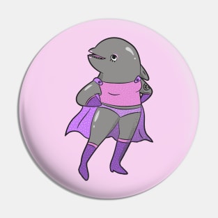 Funny Dolphin Luchador Wrestler Sketch Drawing Pin