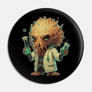 Cthulhu Scientist - cute and funny Cthulhu as a Chemist! Pin