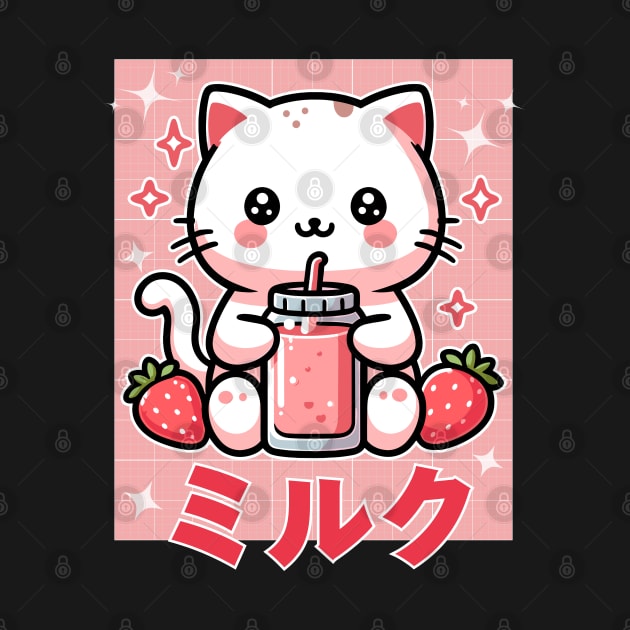 Kawaii cat Drinking Strawberry Milk by InfiniteZone