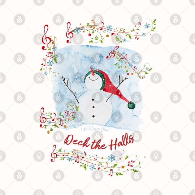 Joyful Deck the Halls Happy Snowman Winter and Christmas by Dibble Dabble Designs