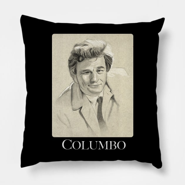 Columbo Portrait Drawing Pillow by ianoz