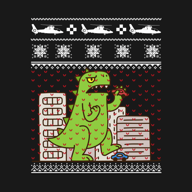 Godzilla Ugly Christmas Sweater by mrsmitful