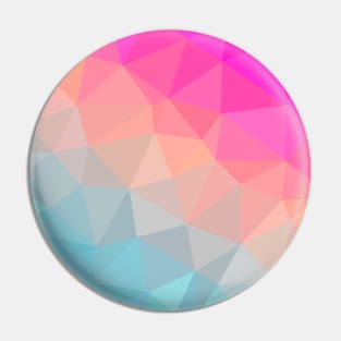 Dark Pink, Peach and Cyan Geometric Abstract Triangle Pattern Design Pin