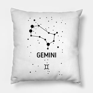 Gemini Zodiac Sign Constellation (Black Print) Pillow