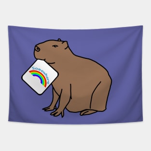Capybara Puns with Somewhere Rainbow Tapestry
