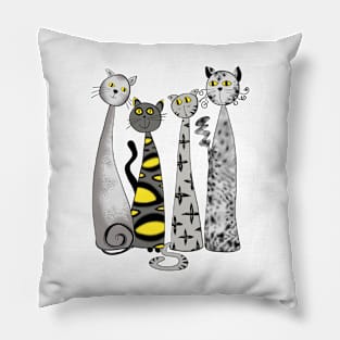 Grey and yellow cats Pillow