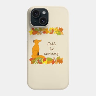 cute red fox and fall leaves Phone Case