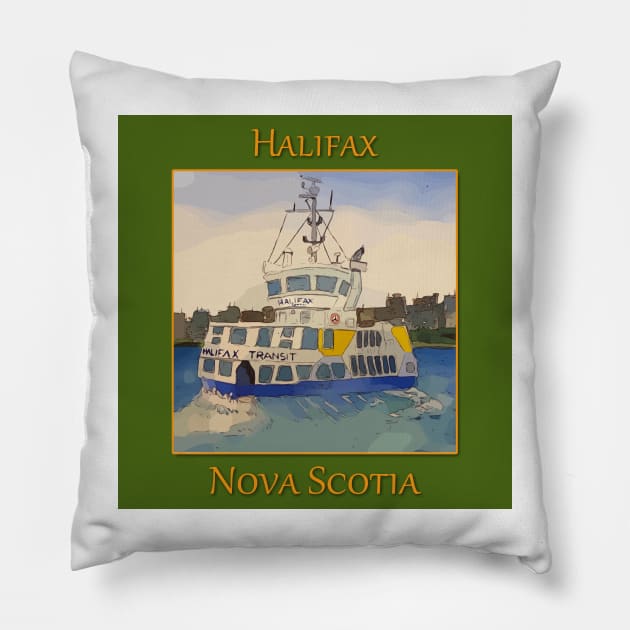 Ferry Boat in Halifax Nova Scotia Canada Pillow by WelshDesigns